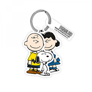 Portachiavi Peanuts Snoopy Charlie Brown e Lucy in plastica trasparente 6 cm