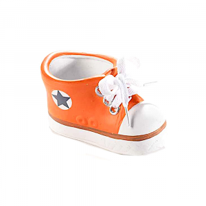 Portavaso arancione scarpa da ginnastica in ceramica 12.5x7.5x7 cm