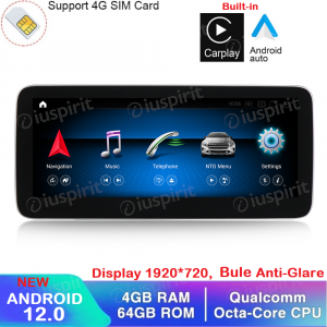 ANDROID navigatore per Mercedes Classe B W246 2016-2018 NTG 5.0 10.25 pollici 4GB RAM 64GB ROM Octa-Core CarPlay Android Auto Bluetooth GPS WI-FI
