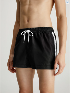 Calvin Klein Pantaloncini Da Bagno Con Cordoncino Corto - Logo Tape Pvh Black