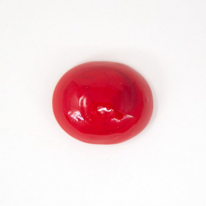 Perla di Murano piatta Ø20 mm, vetro rosso in pasta con foro passante.