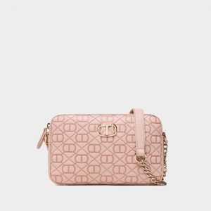 Borsa a Tracolla Twinset Oval T Embossed - Pink Mousse