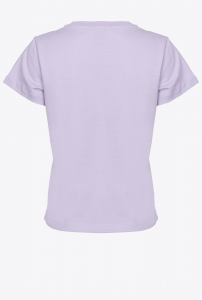 T-shirt Basico con micro logo viola Pinko