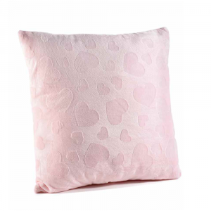 Cuscino rosa con cuori in rilievo in stoffa imbottita 37 cm