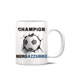 Tazza mug bianca con scritta Champion NeroAzzurro in ceramica