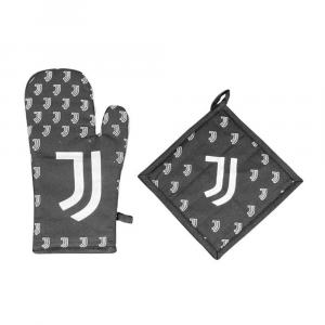Set barbecue guanto forno e presine stemma Juventus in cotone 