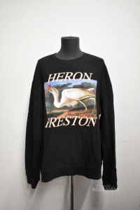 Sweatshirt Man Heron Preston Black With Print Heron Fish Sizexl