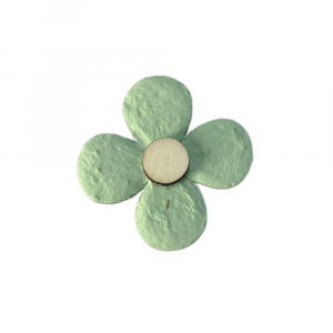 Fiore verde-acqua con bottone in carta vita 5.5 cm - Beccalli for Life