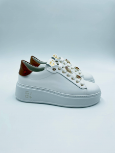 Sneakers Combi bianche con cristalli marroni GIO+