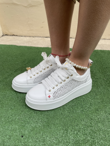 Sneakers Pia Combi forata con cavigliera perle GIO+