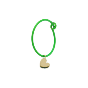 MONO-ORECCHINO CUORE HOOP VERDE FLUO ORO 18KT