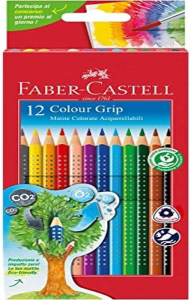 Faber-Castell Astuccio cartone 12 matite colorate acquerellabili Colour Grip