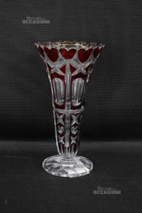 Crystal Vase Color Red Height 20 Cm