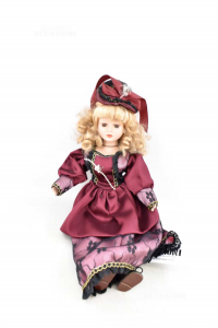 Porcelain Doll Dress Bordeauxx40 Cm