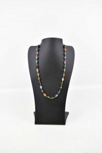 Halskette Mit Steinen Farbig 50 Cm