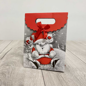 Sacchetto regalo Babbo Natale su slitta H 15X20 soffietto da 5 cm 