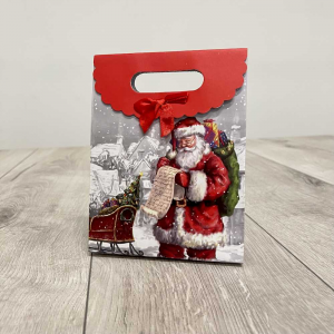 Sacchetto regalo Babbo Natale con regali H 15X20 soffietto da 5 cm