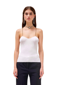 Knitted Top with Rhinestone Straps