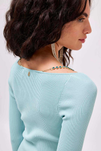 Viscose sweater with rhinestone straps