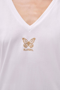 T-shirt con Ricamo Borchie a Farfalla