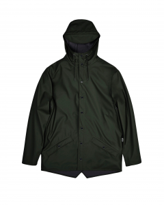Jacket impermeabile verde militare con cappuccio in tessuto tecnico