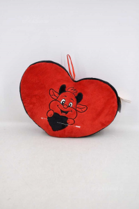 Shaped Pillow Of Heart Red With Diavoletto 30x20x5 Cm