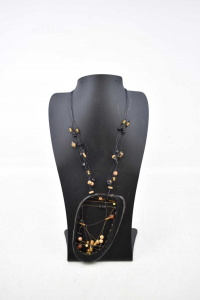 Halskette Mit Anhänger Aus Holz Und Perlen (12 Cm)