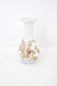 Vase Holder Ceramic Flowers White With Birds 19 Cm