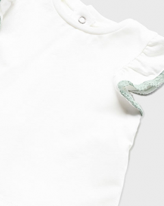 Completo composto da salopette verde salvia t-shirt bianca e cappellino abbinato 4-12 mesi