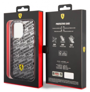 Ferrari Iphone 14 Pro Max PC/TPU Black Gradient Case Allover Scuderia Black