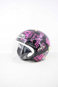 Motorcycle Helmet Vemar Superchicche Black Pink Size.m 57 With Dust Bag
