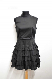 Dress Woman French Connection Black With Skirt With Flounces Size.40