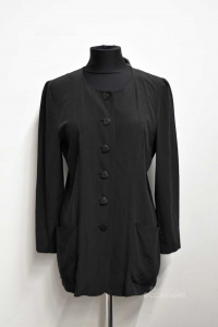 Shirt Woman Donnaluna By Lancets,pure Silk,black Size.44