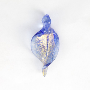 Pendente fiammetta blu oro foglia riccia per lampadario in vetro artistico Murano