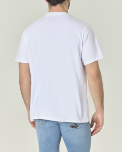 T-shirt bianca mezza manica in puro cotone relaxed fit con taschino applicato al petto