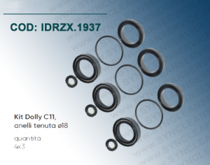 Kit Dolly C11,  (cod: 33983) IDROBASE valido per pompe 3CP1120, 3CP1130, 3CP1140 composto da anelli tenuta ø18