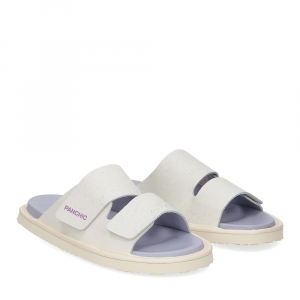Panchic P65W Flat slide scratched suede white