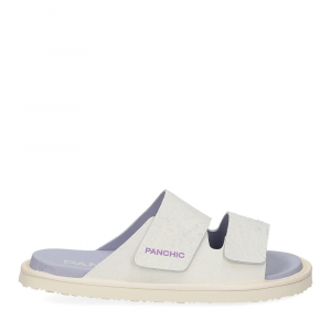 Panchic P65W Flat slide scratched suede white-2