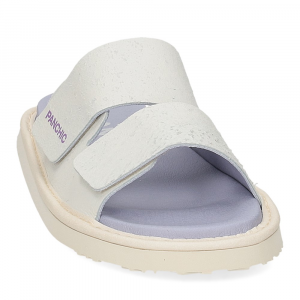 Panchic P65W Flat slide scratched suede white-3