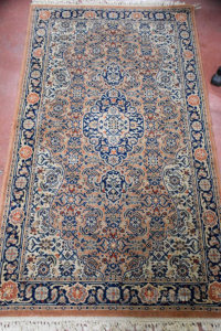 Carpet 90x174 Cm Beige Blue Fantasy Central Rhombus