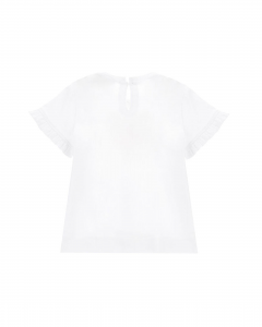 T-shirt bianca a mezza manica con rouches e stampa orsetta davanti 9-24 mesi