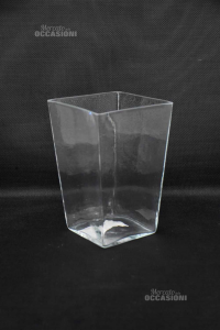 Vase Hafen Glasblumen Quadrat 13x13x20 Cm