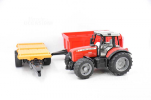 Spiel Traktor Mit Anhänger Rot Und Gelb 2 Stucke