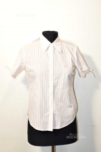 Shirt Woman Polo Ralph Lauren Slim Fit Size M White Lines