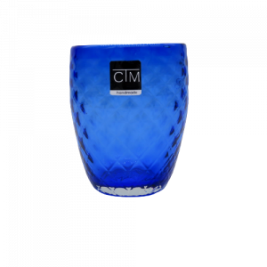 CTM bicchiere bombato Antigua blu 31CL diamantato