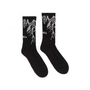 PHOBIA Calze Socks Black With Grey Lightning 
