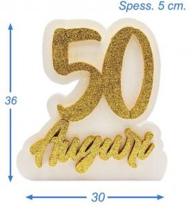 Sagoma polistirolo con scritta 50 anni oro