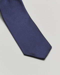Cravatta blu in twill di misto seta e cotone