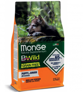 Monge - BWild Grain Free - All Breeds - Puppy&Junior - Anatra - 12 kg - DANNEGGIATO