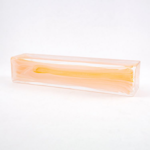 Blocco sestino mattone anima arancio e bianco in vetro di Murano cristallo trasparente